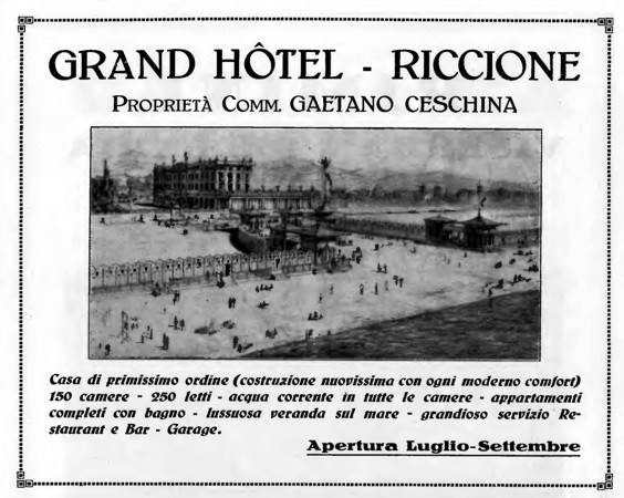 Grand Hotel Riccione - Pubblicità d'epoca